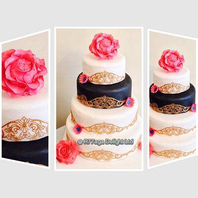 Accept it! Life is a mix blend of colours White, Black & Pink - Cake by R77aga Delight Ltd