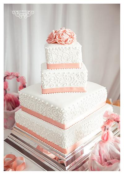 Peony Wedding Cake - Cake by mariascakesdelight