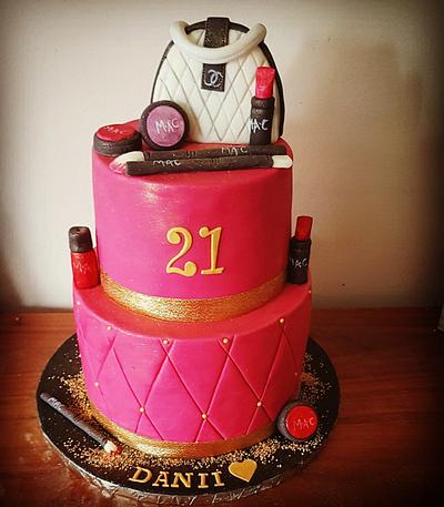 21st makeup cake  - Cake by Stacys cakes