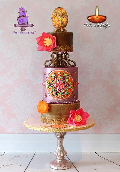 FESTIVAL of LIGHTS - Lotus, Rangoli & Diya Inspired - Cake by Violet - The Violet Cake Shop™