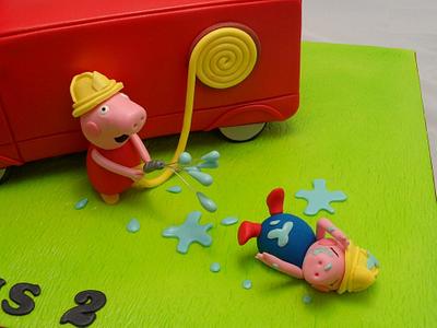 Peppa Pig (&George) Fire Truck Cake - Cake by Custom Cake Designs