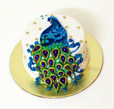HALAL - Peacock Themed Cake with Gold details, Food & Drinks, Homemade  Bakes on Carousell