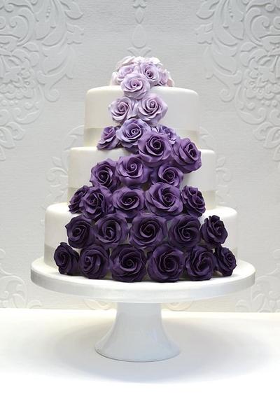 Purple Ombre Rose Cascade - Cake by Coocakecachoo