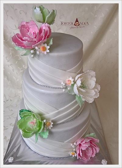 Wedding cake in pastel colours - Cake by Tortolandia