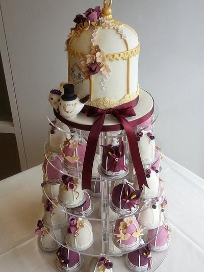Birdcage wedding cake with mini birdcage cakes - Cake by Scrummy Mummy's Cakes