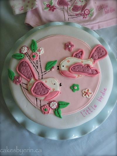 Pink Birds Baby Shower Cake - Cake by erinCA