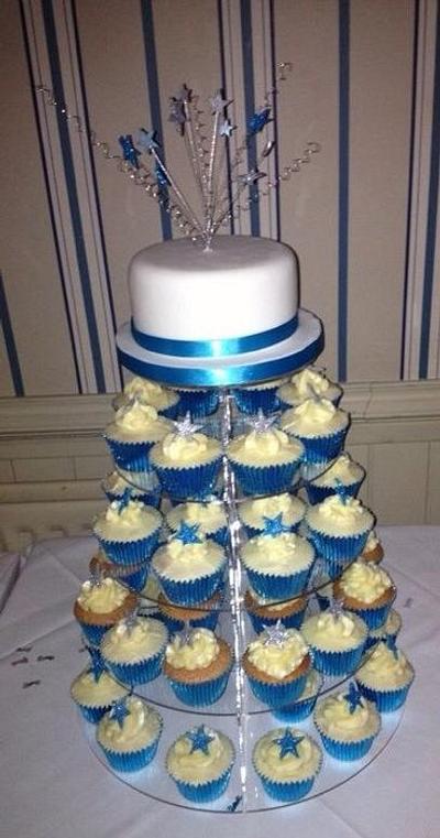 Turquoise cupcake tower - Cake by Carrie