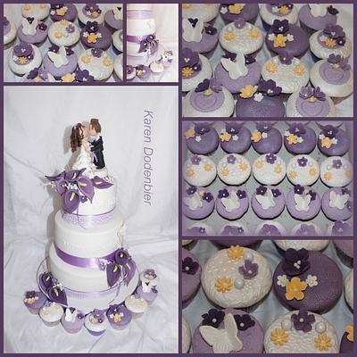 Purple and White wedding cupcakes! - Cake by Karen Dodenbier