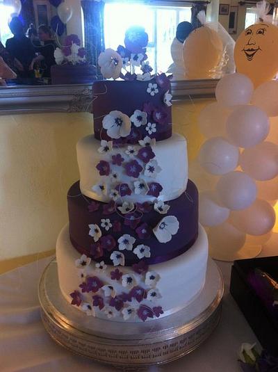 Cadbury Purple & White Wedding Cake - Cake by KatieTallsCakes