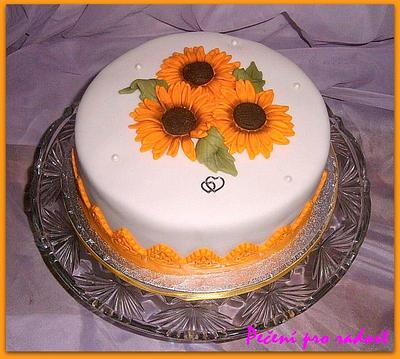 Wedding cake with sunflowers - from order to finish 3 hours :) - Cake by Lenka Budinova - Dorty Karez