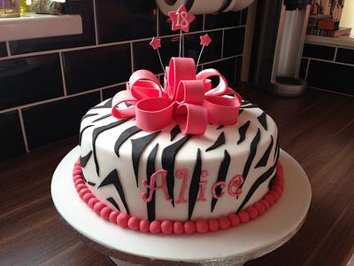 Zebra print bow cake - Cake by Candy Apple Bakery
