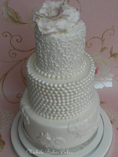 Peony and Pearls...The White Collection - Cake by MicheleBakesCakes
