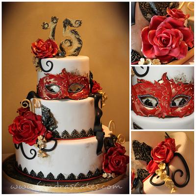 Quinceañera Masquerade - Cake by Sandrascakes
