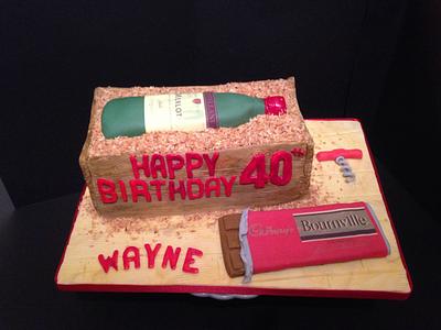 Wine bottle and chocolate bar - Cake by LittleCrumb  