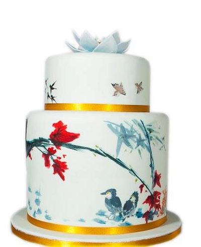 Chinese style hand painted landscape - Cake by Simon Northcott