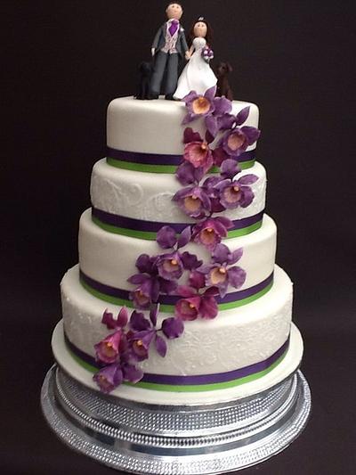 Purple Orchid wedding cake - Cake by lorraine mcgarry