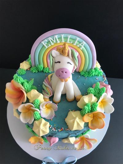 Unicorn and rainbow. - Cake by Penny Sue