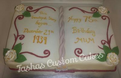 Book cake for a 75th birthday - Cake by Tasha's Custom Cakes