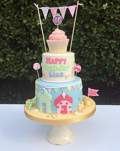Beach Hut stacked cake - Cake by Lizzie Bizzie Cakes