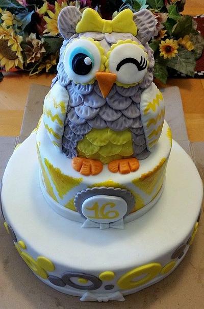 A sweet 16 owl birthday cake - Cake by  Pink Ann's Cakes