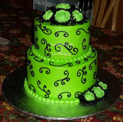 Lime Green & Black Wedding - Cake by Sugar Sweet Cakes
