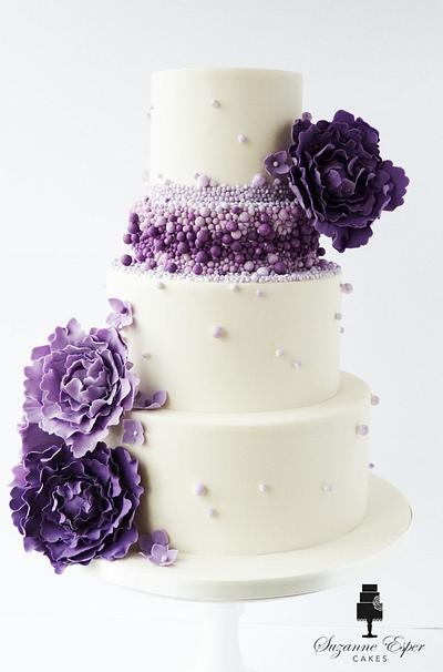 Purple ombre beaded wedding cake - Cake by Little Miss Fairy Cake