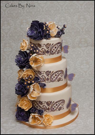 Purple and Gold Asian Inspired - Cake by Cakes by Nina Camberley
