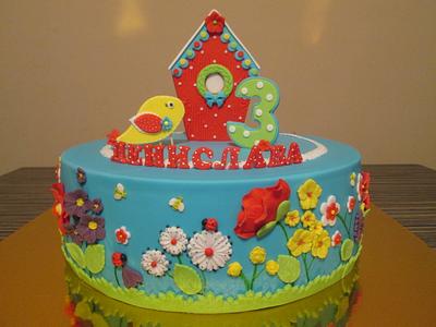 Flowers and Bird - Cake by sansil (Silviya Mihailova)