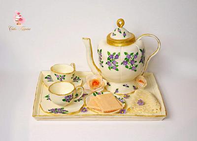 Tea pot set- (cake this again collaboration) - Cake by Tasnuta Cake Artistry ( TASNUTA ALAM)