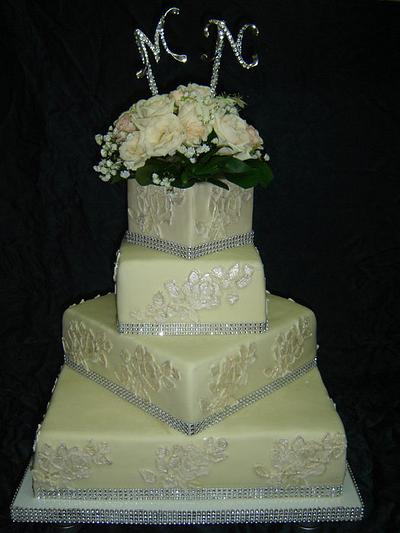 Champagne Lace Wedding Cake - Cake by Katarina