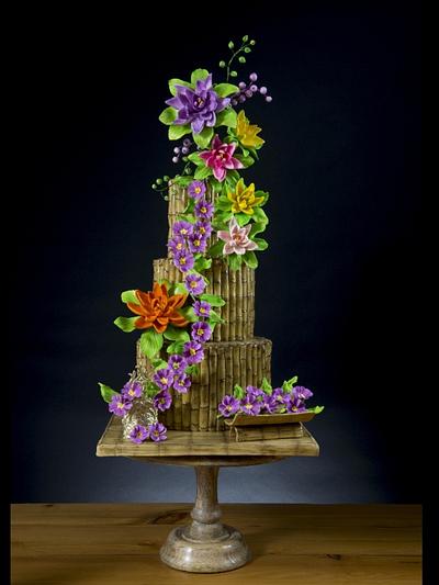 Bamboo and Flowers Cake - Vesak Festival - Cake by Elli Warren
