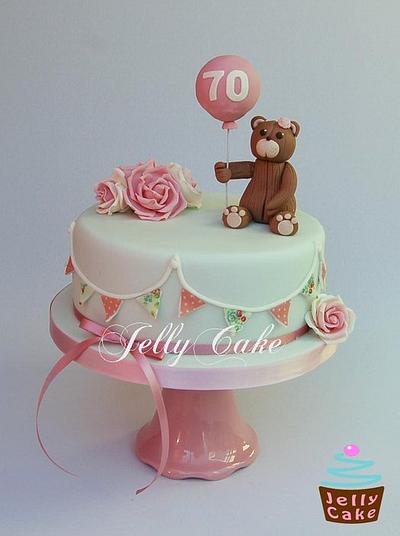 Bear and Bunting Birthday Cake - Cake by JellyCake - Trudy Mitchell