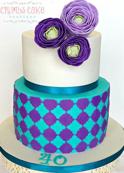 Modern 40th Birthday Cake - Cake by Crumbs Cake Boutique