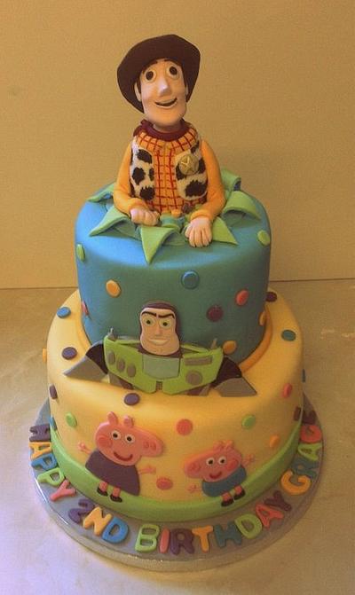 Toy Story Buzz Lightyear, Woody and Peppa Pig cake - Cake by FairyDelicious