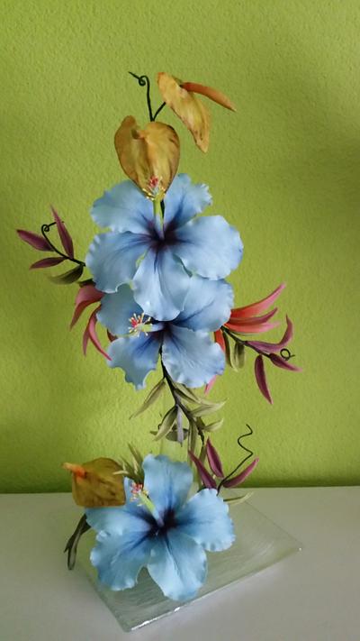 Blue Hibiscus... - Cake by Weys Cakes