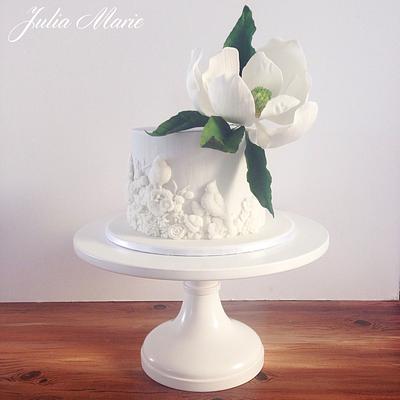 Magnolia Bas Relief Cake - Cake by Julia Marie Cakes