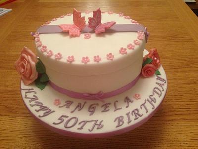 50th Roses & Butterfly hatbox cake - Cake by Roberta