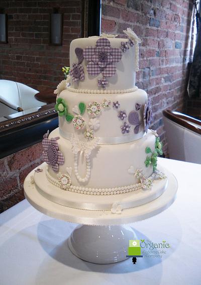 Buttons and gingham wedding cake - Cake by Celebration Cakes by Celeste