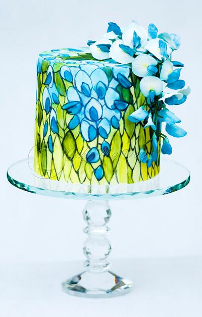 Stained glass effect with wisteria - Cake by JoBP