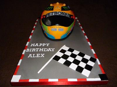 Lewis Hamilton's F1 Helmet Birthday Cake - Cake by Simply Baked Magical Moments