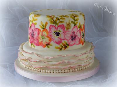 Painted Flowers - Cake by CakeHeaven by Marlene