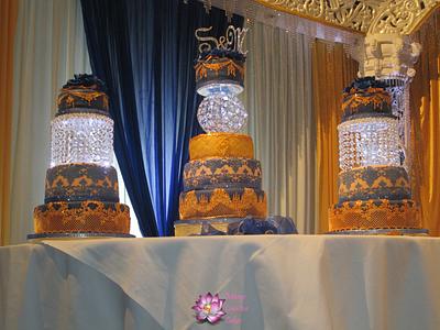 Indigo Blue and Gold Indian wedding cake - Cake by Mary Yogeswaran