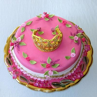 Birthday cake with golden crown - Cake by Eva Kralova
