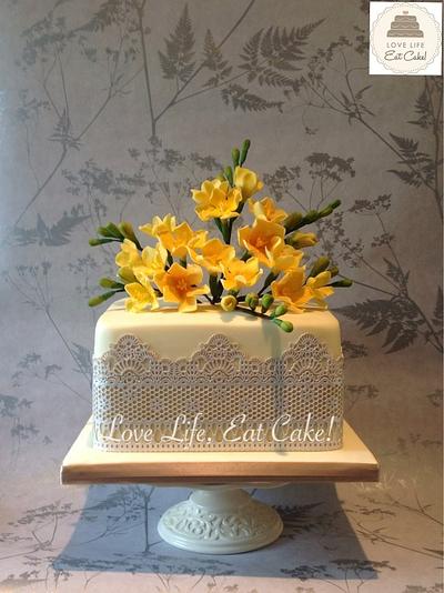 90th birthday cake - Freesias - Cake by Love Life Eat Cake by Michele Walters
