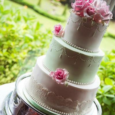 Pink and Green Wedding Cake - Cake by Claire Lawrence