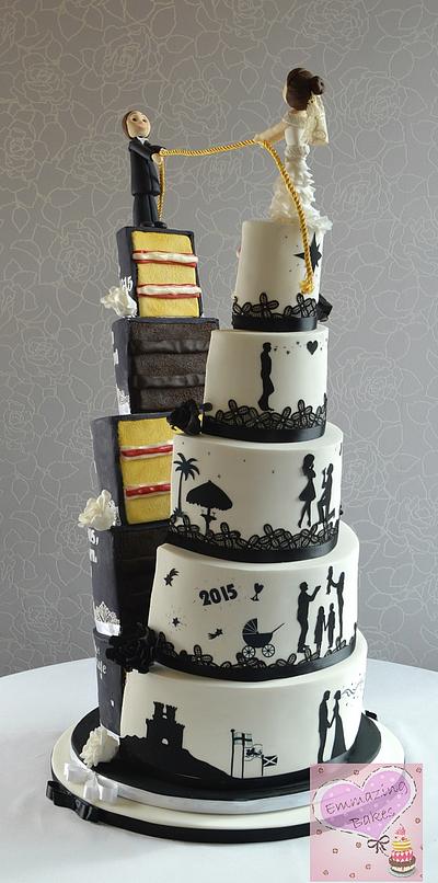 Split half and half wedding cake  - Cake by Emmazing Bakes