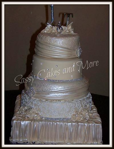 Ivory Bling Cake - Cake by SassyCakesandMore