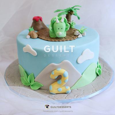 Baby Dino turns 2 - Cake by Guilt Desserts
