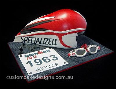 Triathlon Themed 50th Cake - Cake by Custom Cake Designs