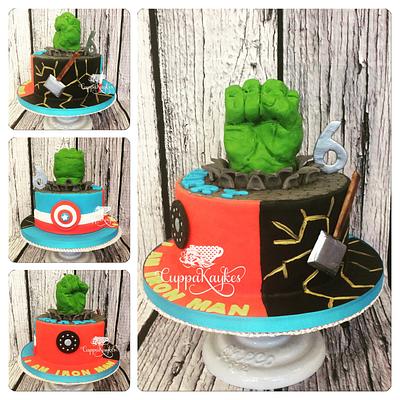 3-way Split Avengers Cake - Cake by Kay Cassady